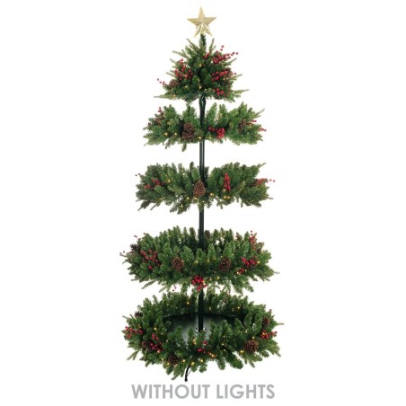 Sapin artificiel de présentation avec étagères en bois, 210 cm - vert 
