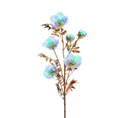 Lot de 12 - Tige artificielle de rose de Noël iridescente X6, 80 cm - blanc 