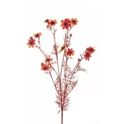 Lot de 12 - Tige artificielle de mini marguerite iridescente X6, 85 cm - rouge or 