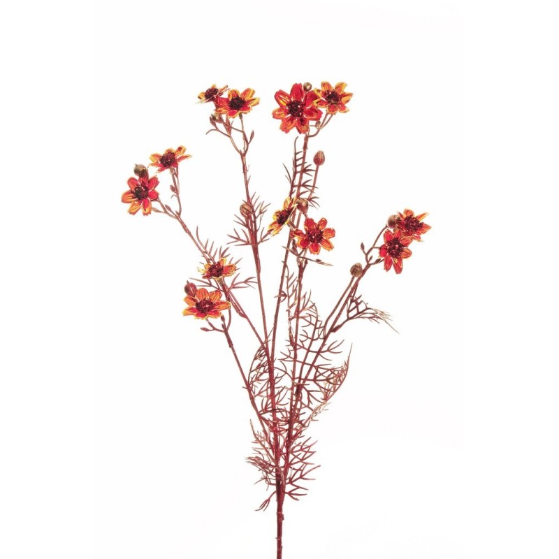 Lot de 12 - Tige artificielle de mini marguerite iridescente X6, 85 cm - rouge or 