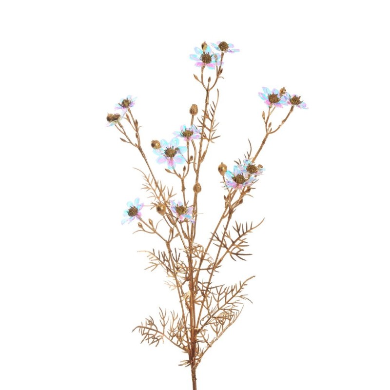 Lot de 12 - Tige artificielle de mini marguerite iridescente X6, 85 cm - blanc 