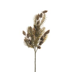Lot de 12 - Tige artificielle de pin avec pommes de pin, 80 cm - vert marron 