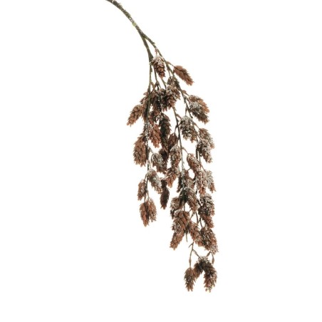 Lot de 12 - Tige suspendue artificielle de houblon enneigé aspect sec, 117 cm - marron blanc 