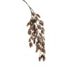 Lot de 12 - Tige suspendue artificielle de houblon enneigé aspect sec, 117 cm - marron blanc 