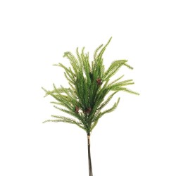 Lot de 12 - Bouquet artificiel de pin cryptomeria X3 avec pommes de pin, 55 cm - vert 