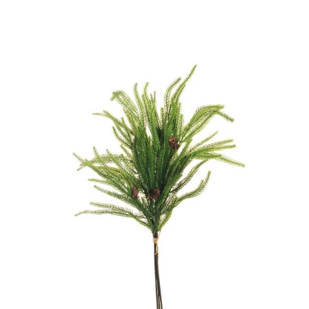 Lot de 12 - Bouquet artificiel de pin cryptomeria X3 avec pommes de pin, 55 cm - vert 