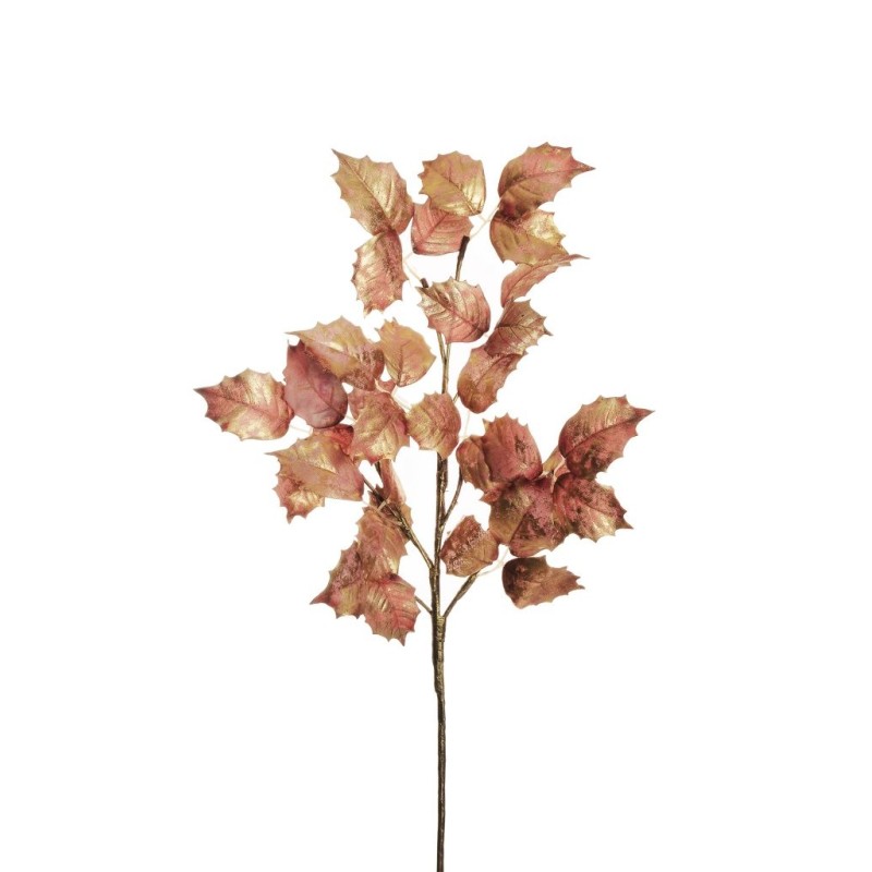 Lot de 12 - Tige artificielle de houx avec touche or, 75 cm - rose 