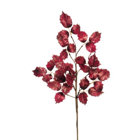 Lot de 12 - Tige artificielle de houx avec touche or, 75 cm - bordeaux 