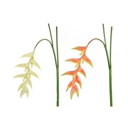 Lot de 12 - Grande branche suspendue artificielle de heliconia toucher réel, 142 cm - crème saumon 