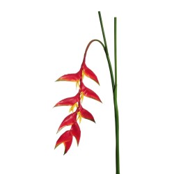 Lot de 12 - Grande branche suspendue artificielle de heliconia toucher réel, 142 cm - rouge orange 