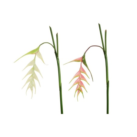 Lot de 12 - Petite branche suspendue artificielle de heliconia toucher réel, 120 cm - crème saumon 