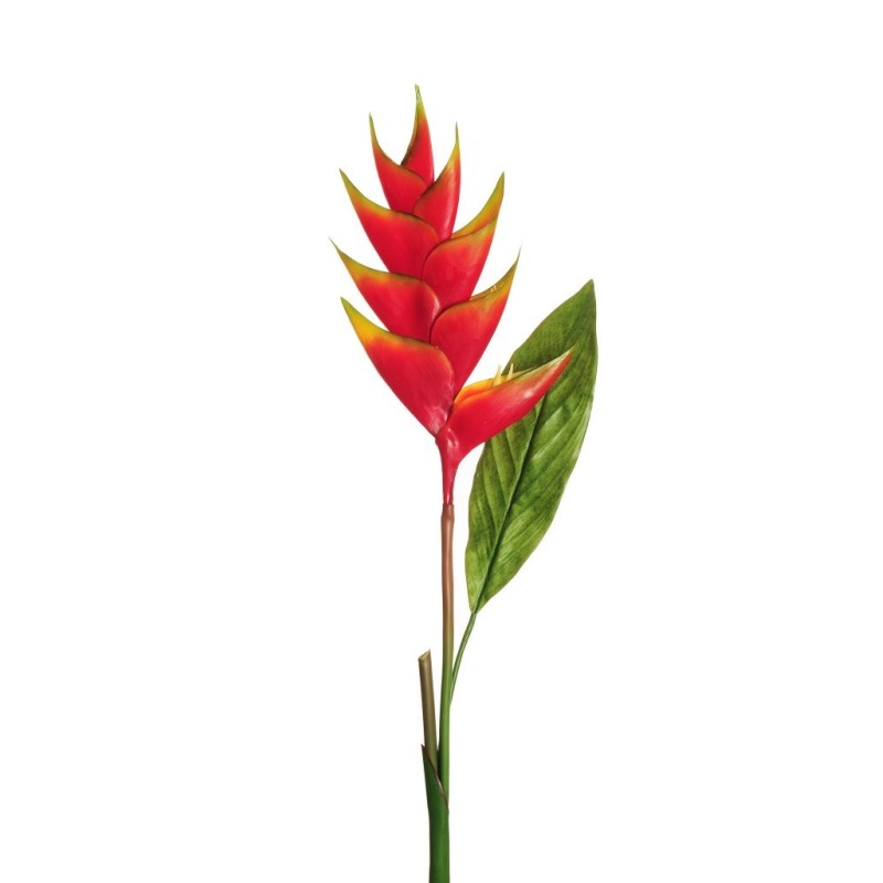 Lot de 12 - Branche artificielle de heliconia toucher réel, 88 cm - rouge orange 