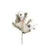Lot de 24 - Pic artificiel de magnolia, pin, baies, pommes de pin enneigé, 38 cm - blanc 