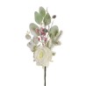 Lot de 24 - Pic artificiel de rose, pin, baies, pommes de pin enneigé, 46 cm - blanc 
