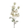 Lot de 18 - Tige artificielle de boutons de roses enneigée X4, 75 cm - blanc 