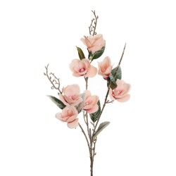 Lot de 18 - Tige artificielle de mini magnolia enneigée X3, 85 cm - rose 