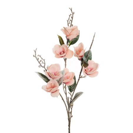 Lot de 18 - Tige artificielle de mini magnolia enneigée X3, 85 cm - rose 