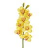 Lot de 6 - Tige artificielle d'orchidée cymbidium toucher réel X7, 77 cm - jaune clair 