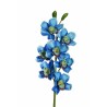 Lot de 6 - Tige artificielle d'orchidée cymbidium toucher réel X7, 77 cm - bleu 
