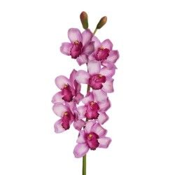 Lot de 6 - Tige artificielle d'orchidée cymbidium toucher réel X7, 77 cm - violet fuchsia 