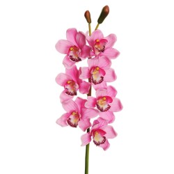 Lot de 6 - Tige artificielle d'orchidée cymbidium toucher réel X7, 77 cm - mauve 