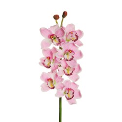 Lot de 6 - Tige artificielle d'orchidée cymbidium toucher réel X7, 77 cm - rose clair 
