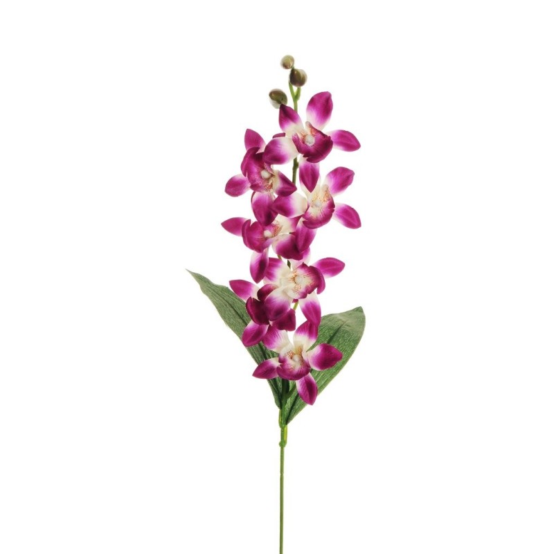 Lot de 24 - Tige artificielle d'orchidée dendrobium X7, 67 cm - violet blanc 
