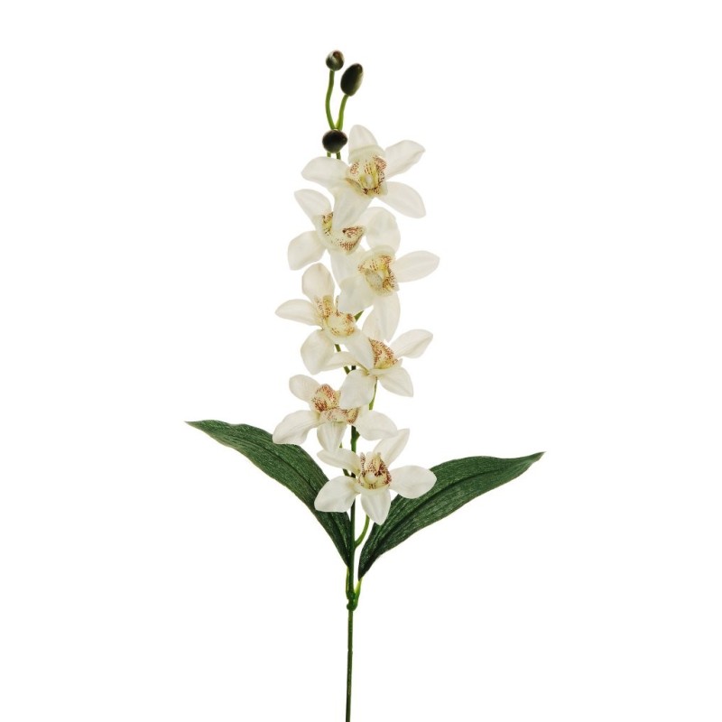Lot de 24 - Tige artificielle d'orchidée dendrobium X7, 67 cm - crème 