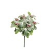 Lot de 24 - Buisson artificiel de gui enneigé X7, 34 cm - vert rouge 