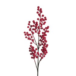 Lot de 24 - Tige artificielle de baies d'ilex, 73 cm - rouge 