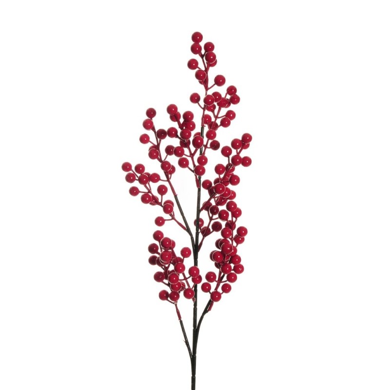 Lot de 24 - Tige artificielle de baies d'ilex, 73 cm - rouge 