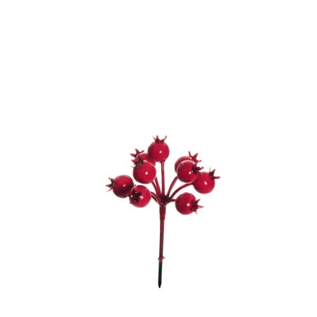 Lot de 96 - Pic artificiel de mini églantier, 12,5 cm - rouge 