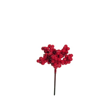 Lot de 96 - Pic artificiel de mini baies, 12 cm - rouge 