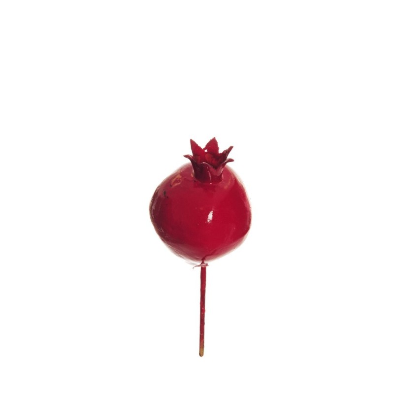 Lot de 48 - Pic artificiel de grenade, D. 6 cm, 15 cm - rouge 