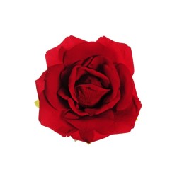 Lot de 7 - Tête artificielle de rose velours, D. 35 cm, 18 cm - rouge 