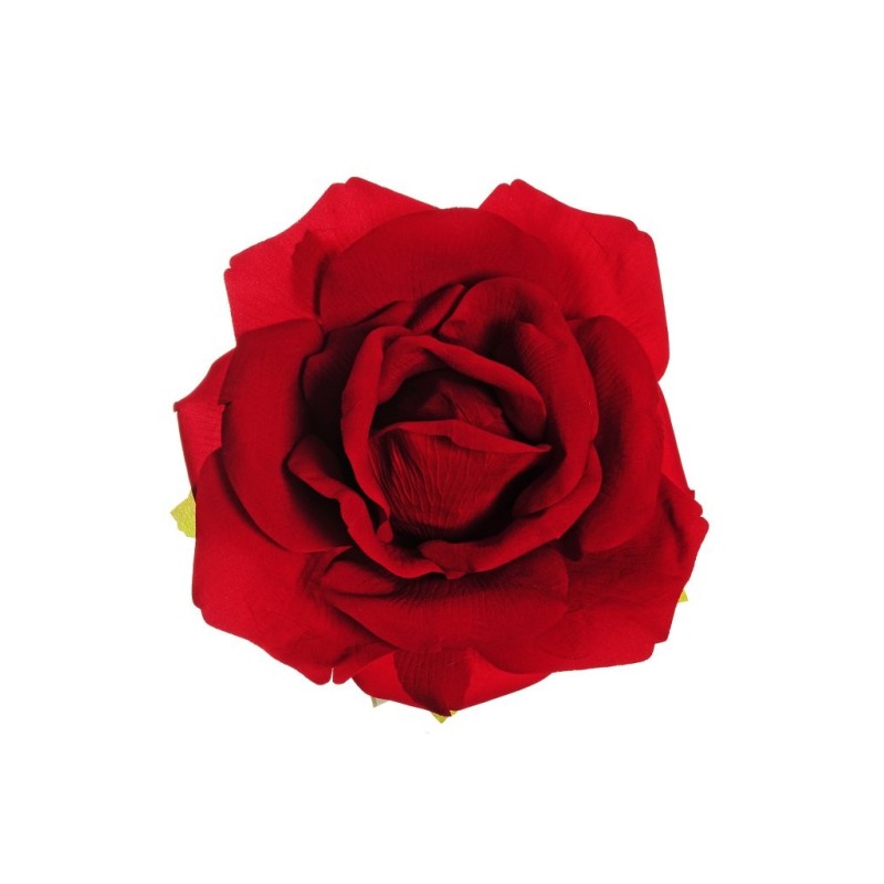 Lot de 7 - Tête artificielle de rose velours, D. 35 cm, 18 cm - rouge 