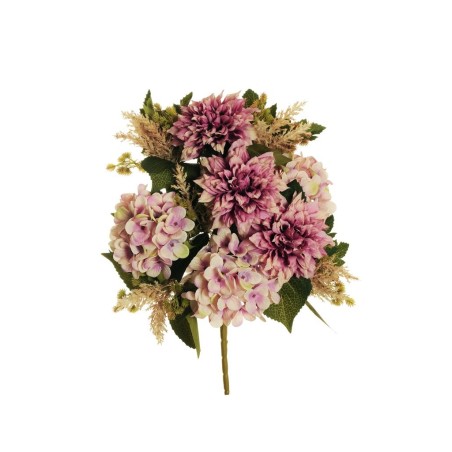 Lot de 10 - Demi-buisson artificiel de dahlia et hortensia X11, 51 cm - mauve 