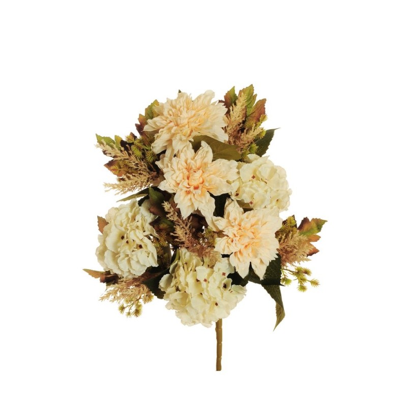 Lot de 10 - Demi-buisson artificiel de dahlia et hortensia X11, 51 cm - crème chair 