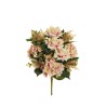 Lot de 10 - Demi-buisson artificiel de rose Regina et hortensia X11, 52 cm - rose 