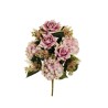 Lot de 10 - Demi-buisson artificiel de rose Regina et hortensia X11, 52 cm - violet lilas rose 