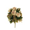 Lot de 10 - Demi-buisson artificiel de rose Regina et hortensia X11, 52 cm - café vert 