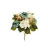 Lot de 12 - Buisson artificiel de dahlia et hortensia X11, 49 cm - bleu poussiéreux blanc 