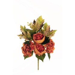 Lot de 12 - Demi-buisson artificiel de pivoine et hortensia X7, 51 cm - orange 