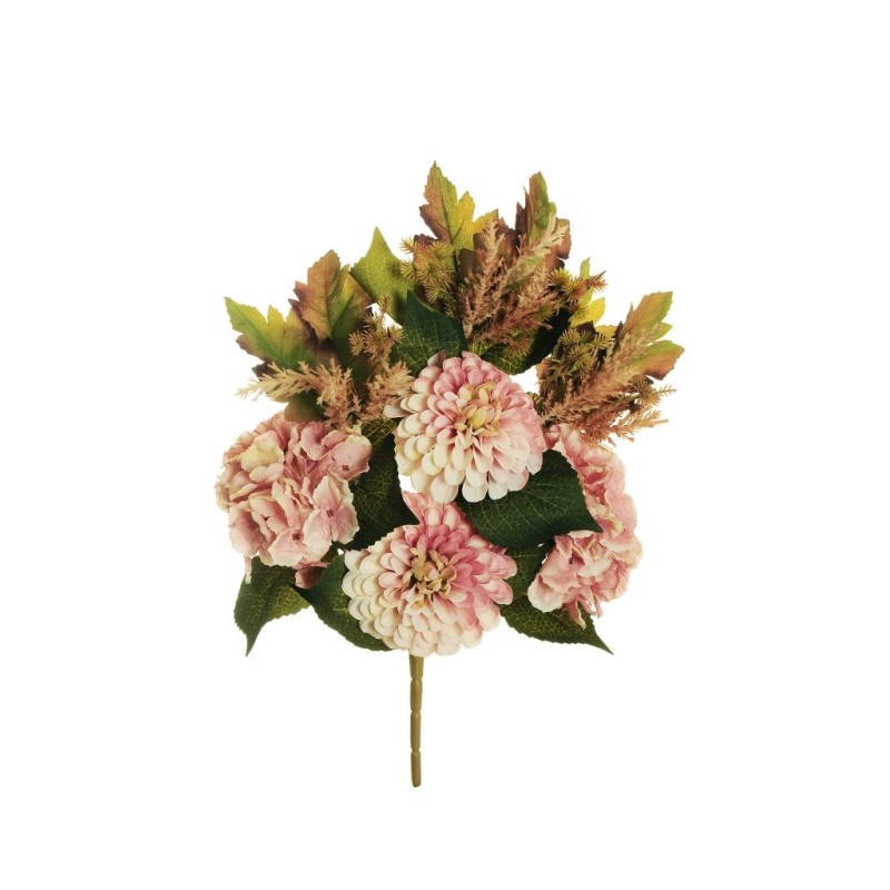 Lot de 12 - Demi-buisson artificiel de dahlia et hortensia X7, 50 cm - mauve rose 