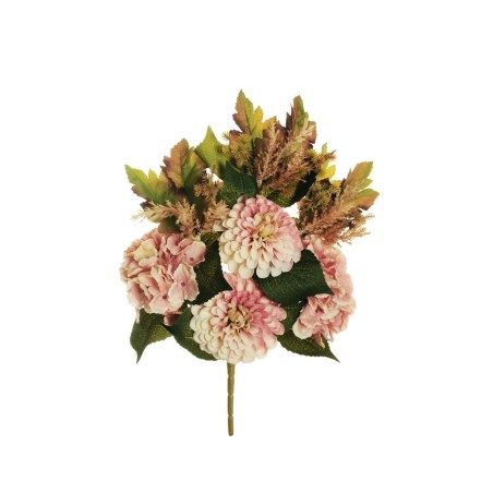 Lot de 12 - Demi-buisson artificiel de dahlia et hortensia X7, 50 cm - mauve rose 