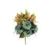Lot de 12 - Demi-buisson artificiel de dahlia et hortensia X7, 50 cm - bleu poussiéreux 