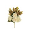 Lot de 12 - Demi-buisson artificiel de rose Regina et hortensia X7, 50 cm - crème 