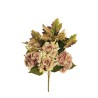Lot de 12 - Demi-buisson artificiel de rose Regina et hortensia X7, 50 cm - café crème 