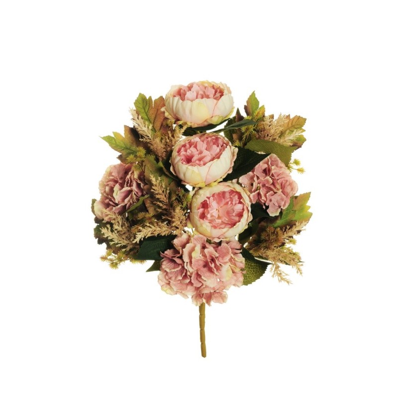 Lot de 10 - Demi-buisson artificiel de pivoine et hortensia X11, 51 cm - rose mauve 