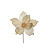 Lot de 24 - Pic artificiel de magnolia velours, D. 20 cm, 29 cm - crème 